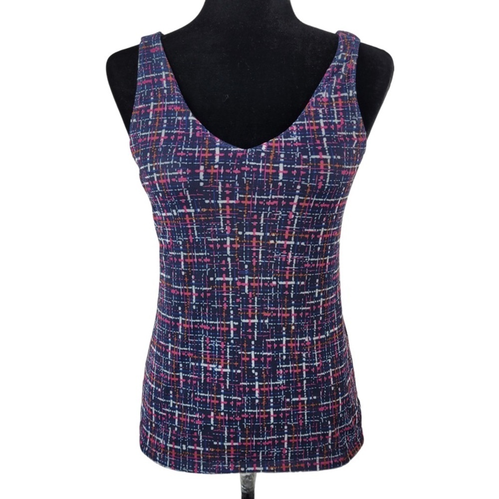✅Chico’s Woman’s blue purple tank top mesh top size 0